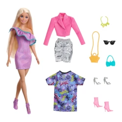 Кукла Barbie Fashionistas Party Fashions HYT61, с 3 вечерними нарядами и аксессуарами купить в Кишиневе. Фото 6