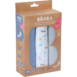 Пелёнки из муслина Beaba Paris Blue (70x70 см), 3 шт купить в Кишиневе. Фото 1