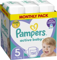 Scutece Pampers Active Baby XXL BOX №5 (11-16 kg), 150 buc. cumpăra în Chișinau. Foto 1