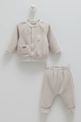 Комплект из 2 штук Caramell Star Point Velur Grey (9-12М) купить в Кишиневе. Фото 1