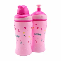 Набор поильников Nuby Flip-It Cup (12 м+) и Pop-Up Sipper (18 м+) 360 мл розовый купить в Кишиневе. Фото 3