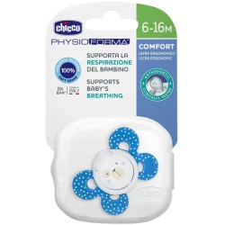 Ортодонтическая пустышка из силикона Chicco Physio Comfort Blue, 6-16 м купить в Кишиневе. Фото 2