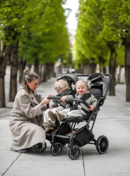 Carucior de plimbare pentru gemeni BabyGo GoTwice Grey cumpăra în Chișinau. Foto 5