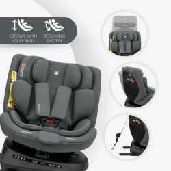Автокресло 40-150 см (i-Size) Isofix KikkaBoo i-Defend Grey, поворотное 360 купить в Кишиневе. Фото 5