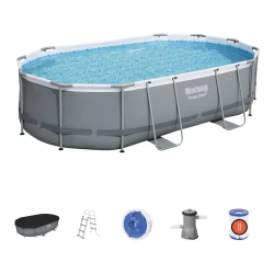 Piscină ovală cu cadru metalic Bestway Power Steel 488x305x107 cm, 10949 litri, gri cumpăra în Chișinau. Foto 2