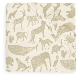Простыня на резинке Jollein Jersey Animals Olive Green, 90x50 см купить в Кишиневе. Фото 1
