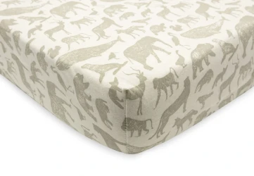 Простыня на резинке Jollein Jersey Animals Olive Green, 90x50 см купить в Кишиневе. Фото 3