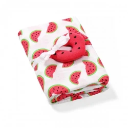 Пелёнка из бамбуковых волокон BabyOno Watermelon + игрушка (120x120 cm), 1 шт. купить в Кишиневе. Фото 1