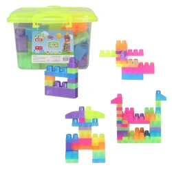 Set construcție Play Toys găleată cu blocuri neon Play Blox, 56 elemente cumpăra în Chișinau. Foto 1