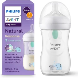 Бутылочка для кормления из полипропилена Philips Avent Natural Response AirFree Elephant, 260 мл купить в Кишиневе. Фото 1