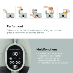 Aparat de gatit robot de bucătărie multifuncțional 4 in 1 Babymoov Nutribaby Glass Celadon Green cumpăra în Chișinau. Foto 4