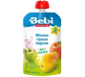 Пюре Bebi Premium Яблоко, груша и персик (5 мес+), 90 г купить в Кишиневе. Фото 1