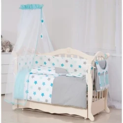 Комплект в кроватку (9 элементов) Twins 3D Stars Blue купить в Кишиневе. Фото 1