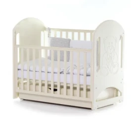 Детская кроватка на маятнике с ящиком Veres ЛД8 Мишка со стразами сл. кость купить в Кишиневе
