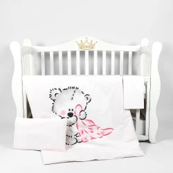 Lenjerie de pătuț PernaMea Teddy Love Pink (3 piese), 120x60 cm cumpăra în Chișinau. Foto 1