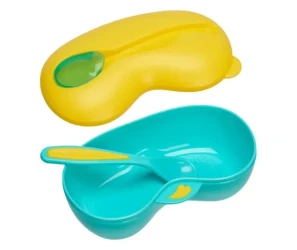 Миска с ложкой и крышкой U-grow Blue&Yellow, 270 мл купить в Кишиневе. Фото 2