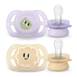 Suzeta ortodontică din silicon Philips Avent Ultra Start Beige & Purple (0-2 luni), 2 buc. cumpăra în Chișinau. Foto 1
