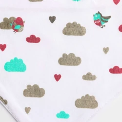 Хлопковый слюнявчик BabyOno Птички Бордовый, 2 шт купить в Кишиневе. Фото 4