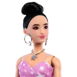 Păpușa Barbie Deluxe Style nr. 11, rochie roz din denim cu imprimeu stelat cumpăra în Chișinau. Foto 2