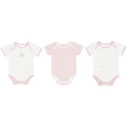 Боди с коротким рукавом KikkaBoo Hedge Hugs White & Pink, 3 шт. (0-3М) купить в Кишиневе. Фото 1