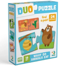 Развивающий пазл Dodo DUO What do animals eat, 24 элементов купить в Кишиневе. Фото 1