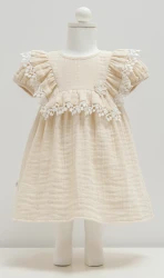 Платье с коротким рукавом Caramell Smile Beige (9-12М) купить в Кишиневе. Фото 1