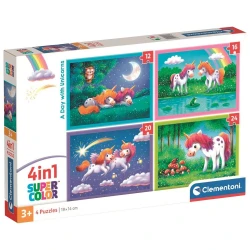 Puzzle Clementoni 4 in 1 A day with Unicorns, 72 elemente cumpăra în Chișinau. Foto 1