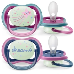 Симметричная ортодонтическая пустышка из силикона Philips Avent Ultra Air Nighttime (6-18 мес.), 2 шт. купить в Кишиневе. Фото 1