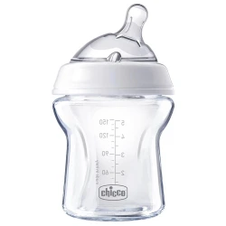 Biberon din sticla Chicco Natural Feeling cu tetina din silicon (0+ luni), 150 ml cumpăra în Chișinau. Foto 1