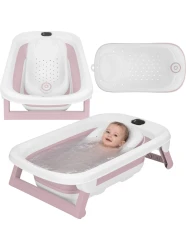 Складня ванночка с подставкой и градусником Lionelo BabyBubble Pink Mist, 78 см купить в Кишиневе. Фото 6