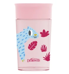 Cana anti-vărsare Dr. Browns Milestones Cheers 360 Leopard Pink (9 luni +), 300 ml cumpăra în Chișinau. Foto 1