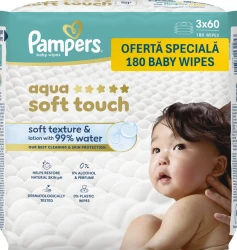 Servetele umede Pampers Aqua Soft Touch, 3x60 buc. cumpăra în Chișinau. Foto 1