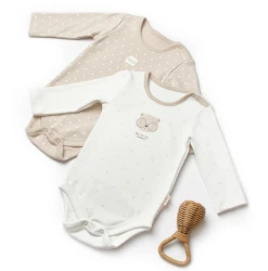 Боди с длинным рукавом BabyCosy Ecru & Ivory, 2 шт. (3-6М) купить в Кишиневе. Фото 1