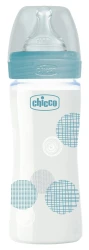 Бутылочка стеклянная Chicco Boy с силиконовой соской, 240 мл купить в Кишиневе. Фото 1