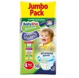 Scutece-chiloței Babylino Sensitive Pants №4 (7-13kg), 50 buc. cumpăra în Chișinau. Foto 1