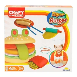 Набор теста для лепки Crafy Dough Super Burger, 12 элементов, 4 x 50 г купить в Кишиневе. Фото 1