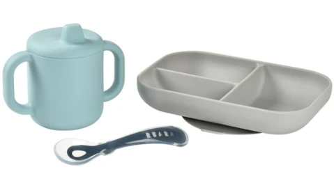 Столовый набор из силикона Beaba Blue, 3 шт. купить в Кишиневе. Фото 1