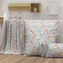 Постельное белье Cottony Зайчик Серый (3 предмета), 220x150 см купить в Кишиневе. Фото 1