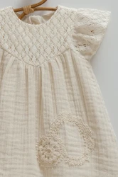Платье с коротким рукавом Caramell Lace Flowers Beige (9-12М) купить в Кишиневе. Фото 2