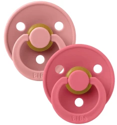 Пустышка круглая латексная Bibs Colour Dusty Pink & Coral (0-6 мес), 2 шт. купить в Кишиневе. Фото 1