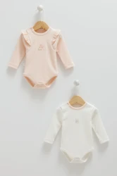 Body cu mâneca lungă Caramell Romantic Color Salmon, 2 buc. (1-3L) cumpăra în Chișinau. Foto 1