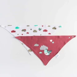 Хлопковый слюнявчик BabyOno Птички Бордовый, 2 шт купить в Кишиневе. Фото 9