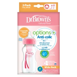 Biberon pentru bebeluși din polipropilenă Dr. Browns Options+ Pink cu gât larg, 270 ml, 2 buc. cumpăra în Chișinau. Foto 2