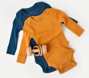 Боди с длинным рукавом BabyCosy Modal Apricot & Blue, 2 шт. (18-24М) купить в Кишиневе. Фото 1