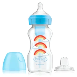 Бутылочка для кормления из полипропилена Dr. Browns Options+ Blue Rainbow с широким горлом, 270 мл купить в Кишиневе. Фото 1