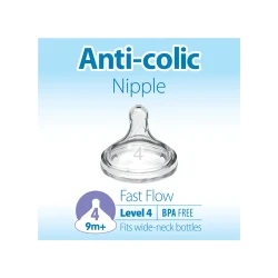 Соска силиконовая с широким горлышком Dr. Browns Options+ с быстрым потоком (9 мес.+), 2 шт. купить в Кишиневе. Фото 2