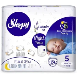 Подгузники-трусики Sleepy Night Junior 5 (11-18 кг), 24 шт. купить в Кишиневе. Фото 1