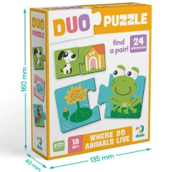 Развивающий пазл Dodo DUO Where do animals live, 24 элементов купить в Кишиневе. Фото 3