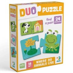 Развивающий пазл Dodo DUO Where do animals live, 24 элементов купить в Кишиневе. Фото 1