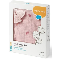 Одеяло с бахромой BabyOno Muslin Pink, 75x100 см купить в Кишиневе. Фото 2
